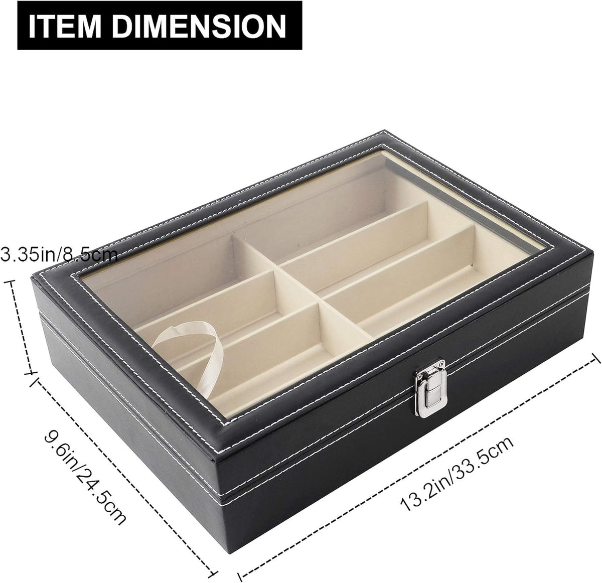 Belro sunglass organizer storage with multiple compartments for eyeglasses and sunglasses, in a sleek, clear plastic design