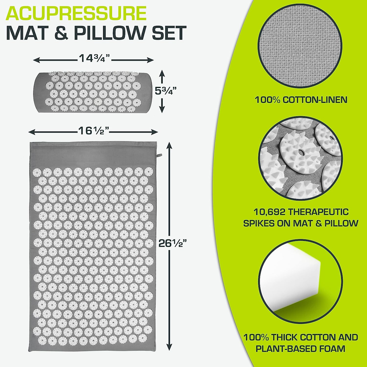 Belro acupuncture mat for health and beauty, showing textured surface with small adjustable acupuncture points for pain relief and relaxation.
