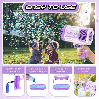 Belro Bubble Gun Blaster toy for outdoor play, featuring colorful bubble solution dispenser and trigger mechanism.