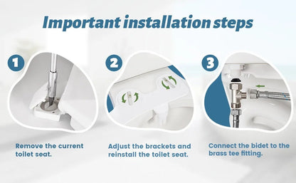 Belro toilet bidet attachment installed on a bathroom toilet, showcasing the handheld control and water spray nozzle.