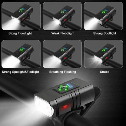 Belro bike headlights and taillights set with LED lights, mounted on a bicycle for improved visibility during night riding.