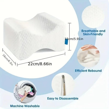 Belro side sleeper knee pillow for back support, showing soft fabric and ergonomic shape for comfort during sleep.
