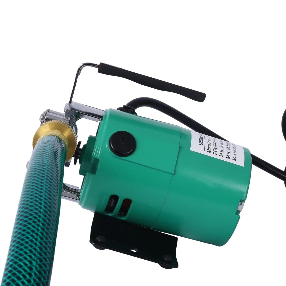 Casavibeo 330 GPH utility pump with 6-foot hose kit shown, suitable for garden, pool, hot tub, or rain barrel water transfer.