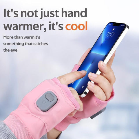 Belro USB rechargeable heated fingerless gloves for outdoor use, showing the gloves with heating elements and adjustable cuffs.