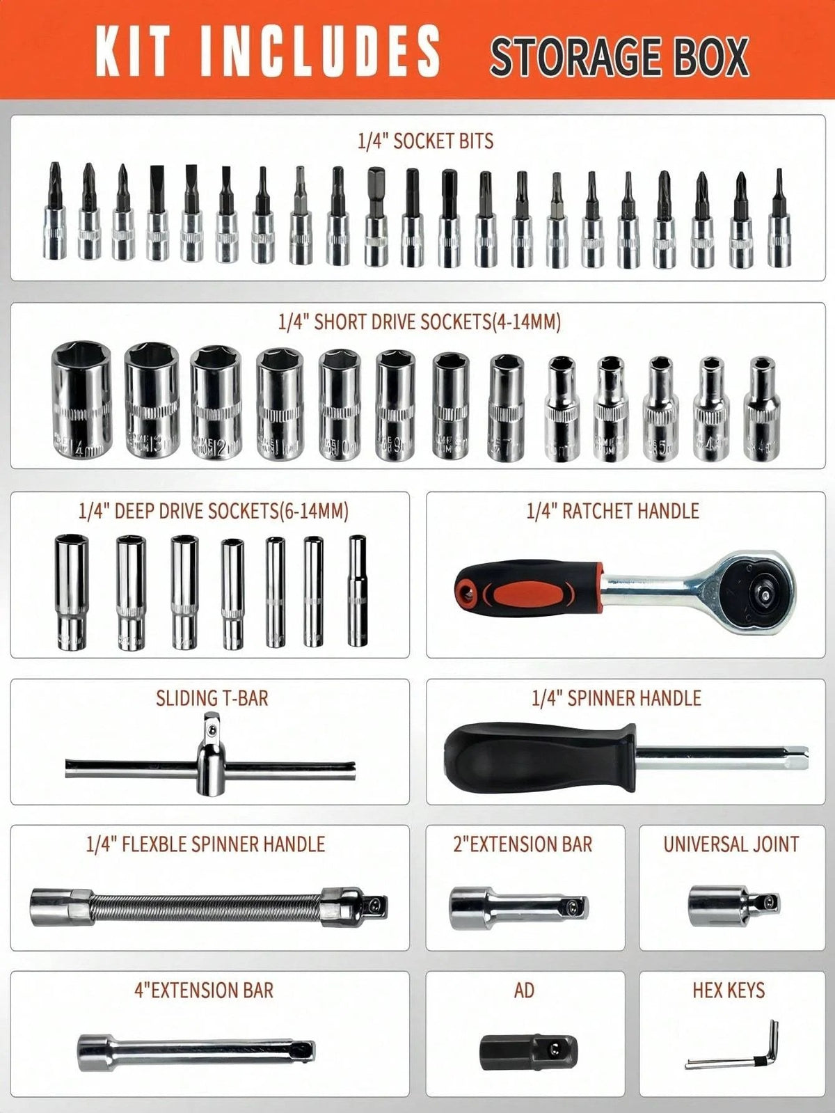 Casavibeo Part-driven socket claw ratchet wrench tool set with drill sockets, showing various metric sizes and components.