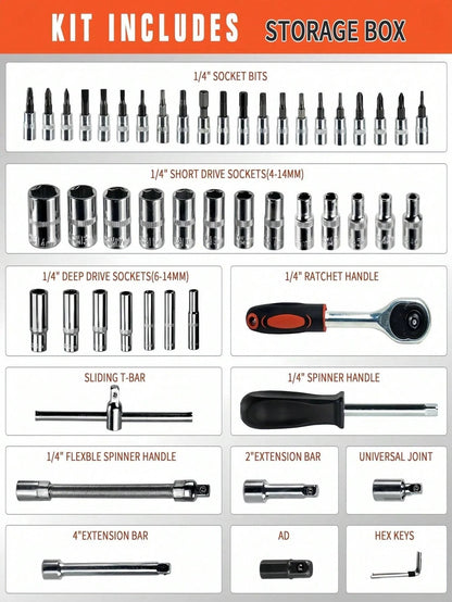 Casavibeo Part-driven socket claw ratchet wrench tool set with drill sockets, showing various metric sizes and components.