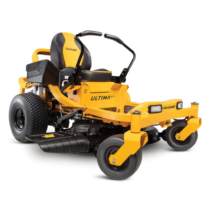 Casavibeo Cub Cadet Ultima ZT1 42 zero-turn lawn mower with a wide cutting deck and durable metal frame, ready for yard work.