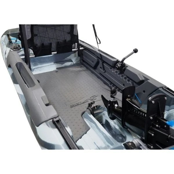 Casavibeo 3 Waters Big Fish 108 fishing kayak with seating and storage compartments, designed for angling and outdoor water adventures.
