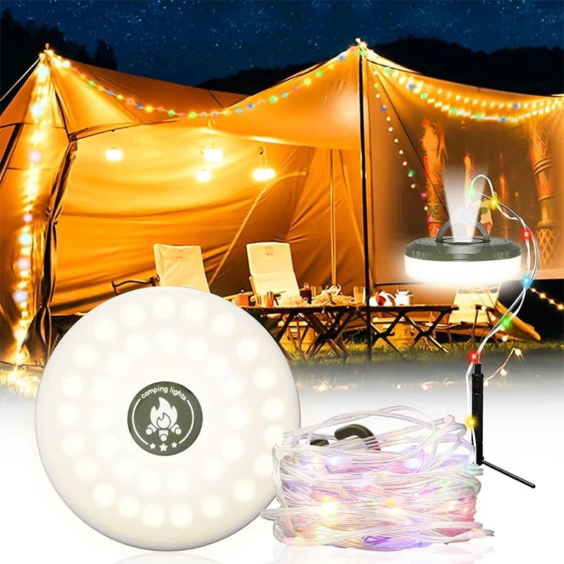 Belro outdoor string light hanging in a garden, featuring warm LED bulbs for outdoor home and garden decoration.