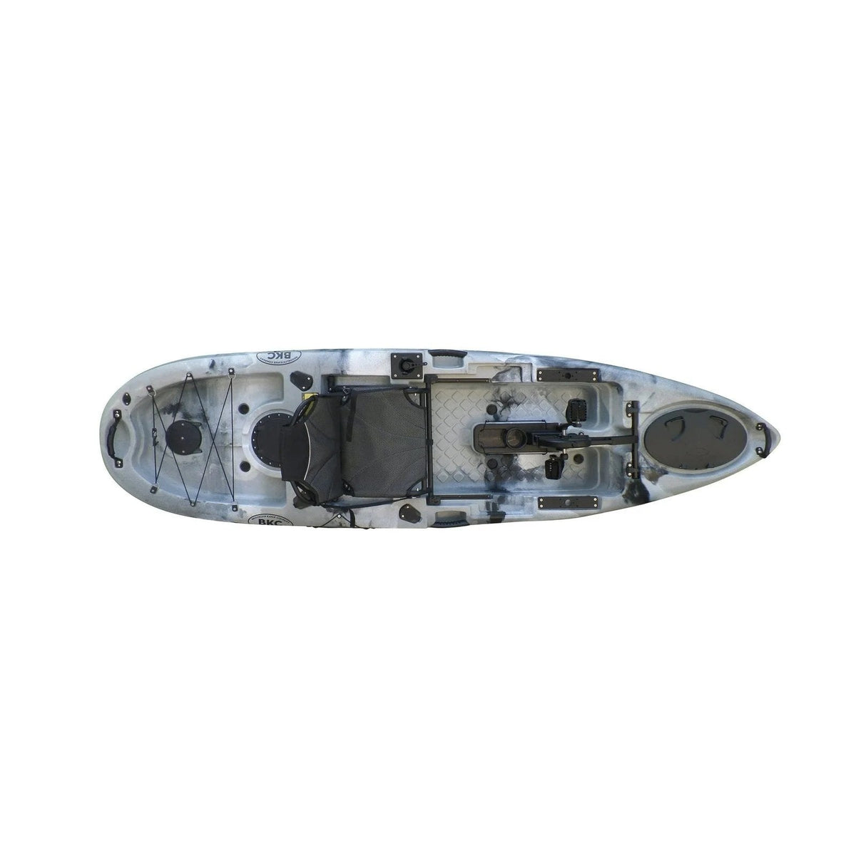 Casavibeo BKC PK11 10.6′ fishing kayak with single propeller pedal drive, featuring a sleek design and comfortable seating.