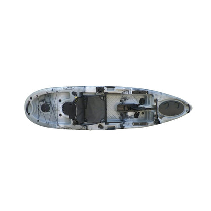 Casavibeo BKC PK11 10.6′ fishing kayak with single propeller pedal drive, featuring a sleek design and comfortable seating.