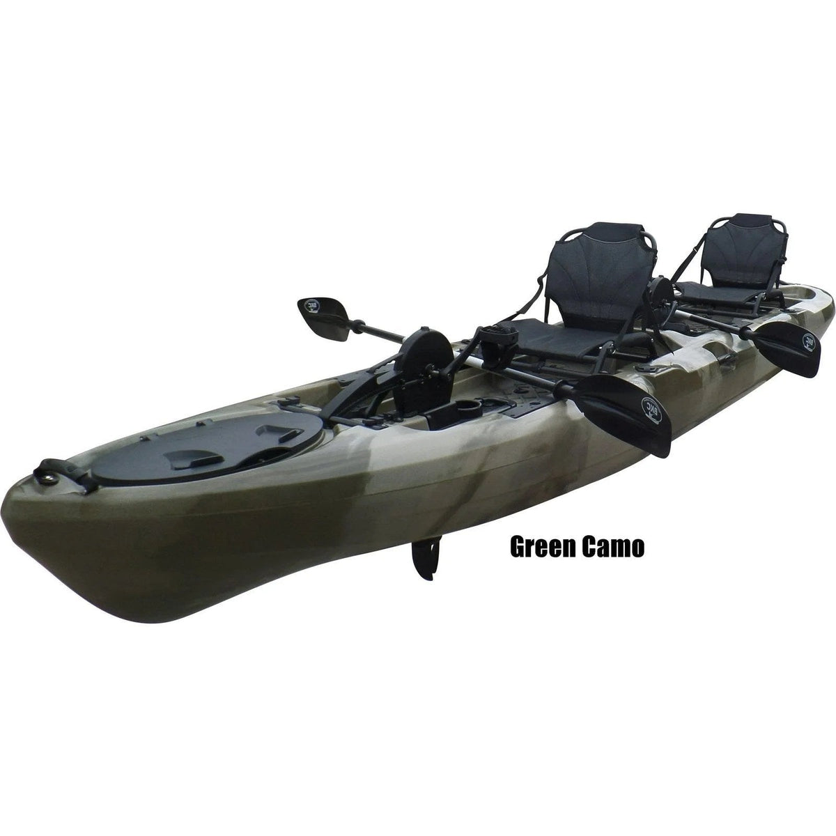 Casavibeo BKC PK14 14-foot tandem sit-on-top kayak with pedal drive and seating for two, ideal for recreational paddling.