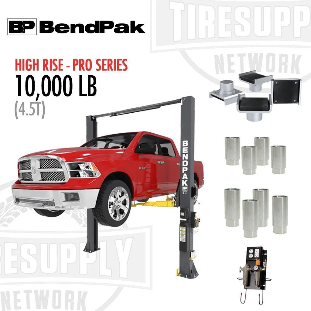 Casavibeo BendPak Pro-Series 10APX high-rise two-post car lift with sturdy metal arms and safety features for vehicle maintenance.