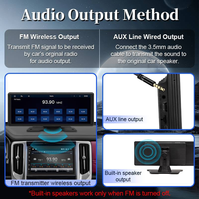 Belro Touch Screen Car Stereo with Bluetooth and backup camera, showing the device's display and control buttons.