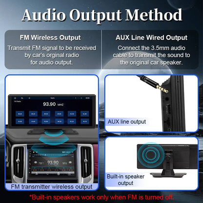 Belro Touch Screen Car Stereo with Bluetooth and backup camera, showing the device's display and control buttons.
