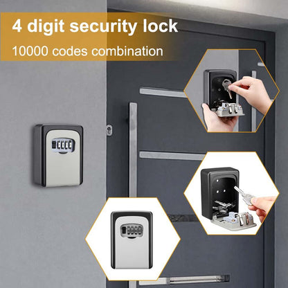 Belro key lock box for outdoor use, secure metal storage box for house keys, with combination lock and weather-resistant design.