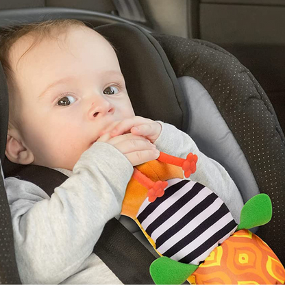 Colorful Belro musical baby rattle plush caterpillar toy designed for sensory play and soft comfort for infants.