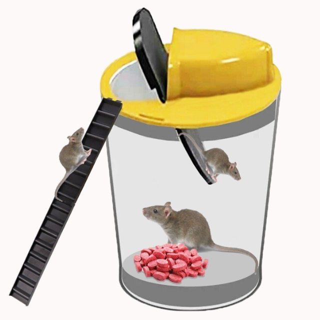 Reusable humane auto-reset bucket cover mouse trap by Belro, designed to safely catch mice outdoors in garden or pest control settings.