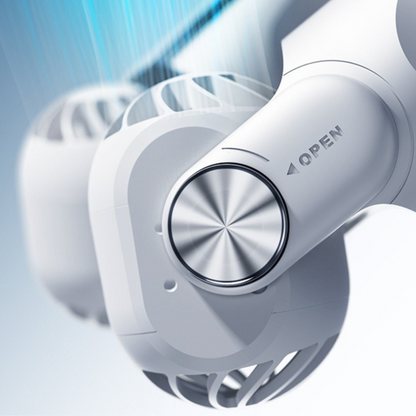 Belro wearable rechargeable summer travel neck cooling fan worn around the neck with adjustable straps, ideal for outdoor use.