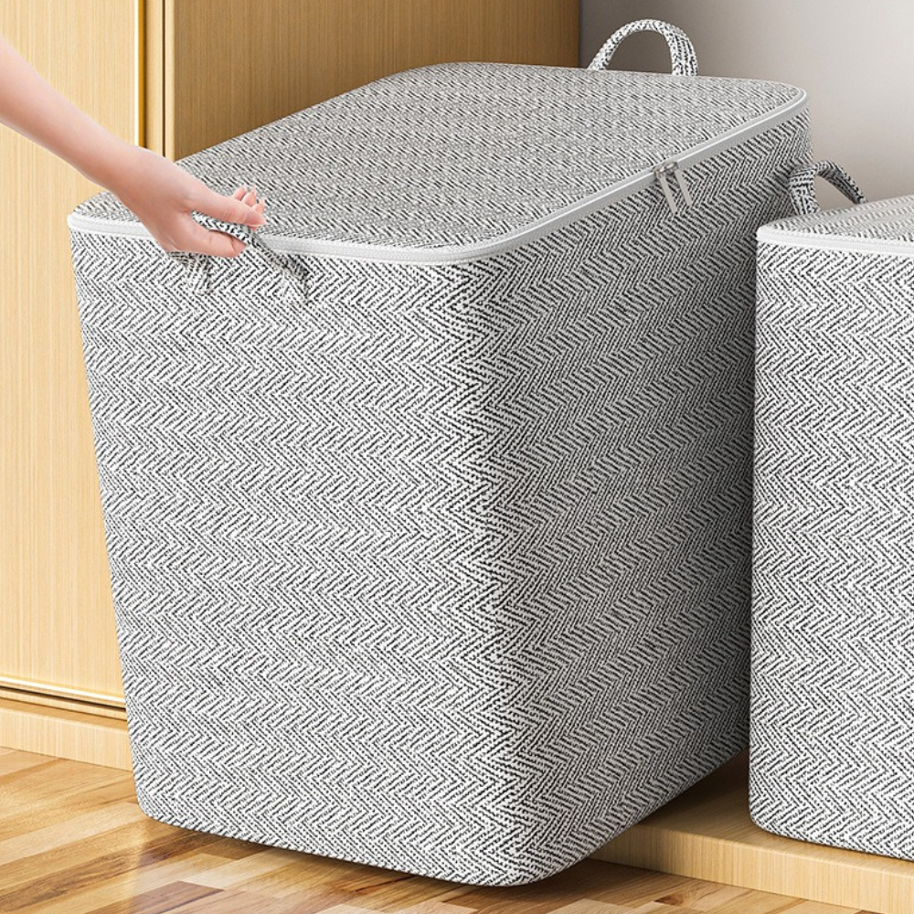 Large Belro XL clothes storage container with handles, sturdy plastic box for organizing clothing and home storage.