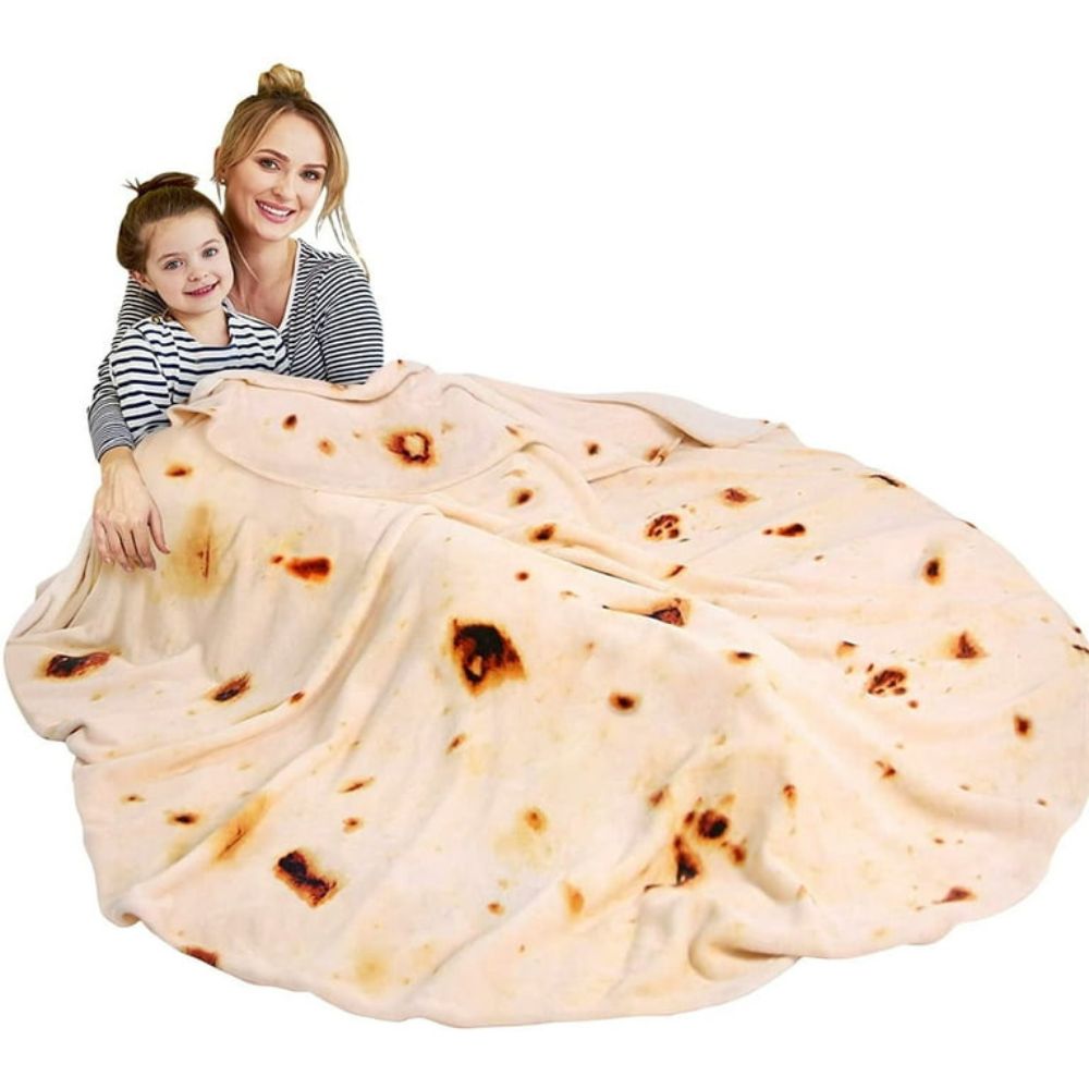 Belro burrito tortilla throw blanket with colorful, food-inspired design, perfect for cozy rainwear-inspired comfort.