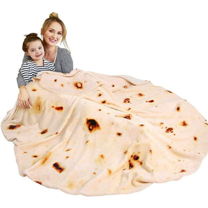 Belro burrito tortilla throw blanket with colorful, food-inspired design, perfect for cozy rainwear-inspired comfort.