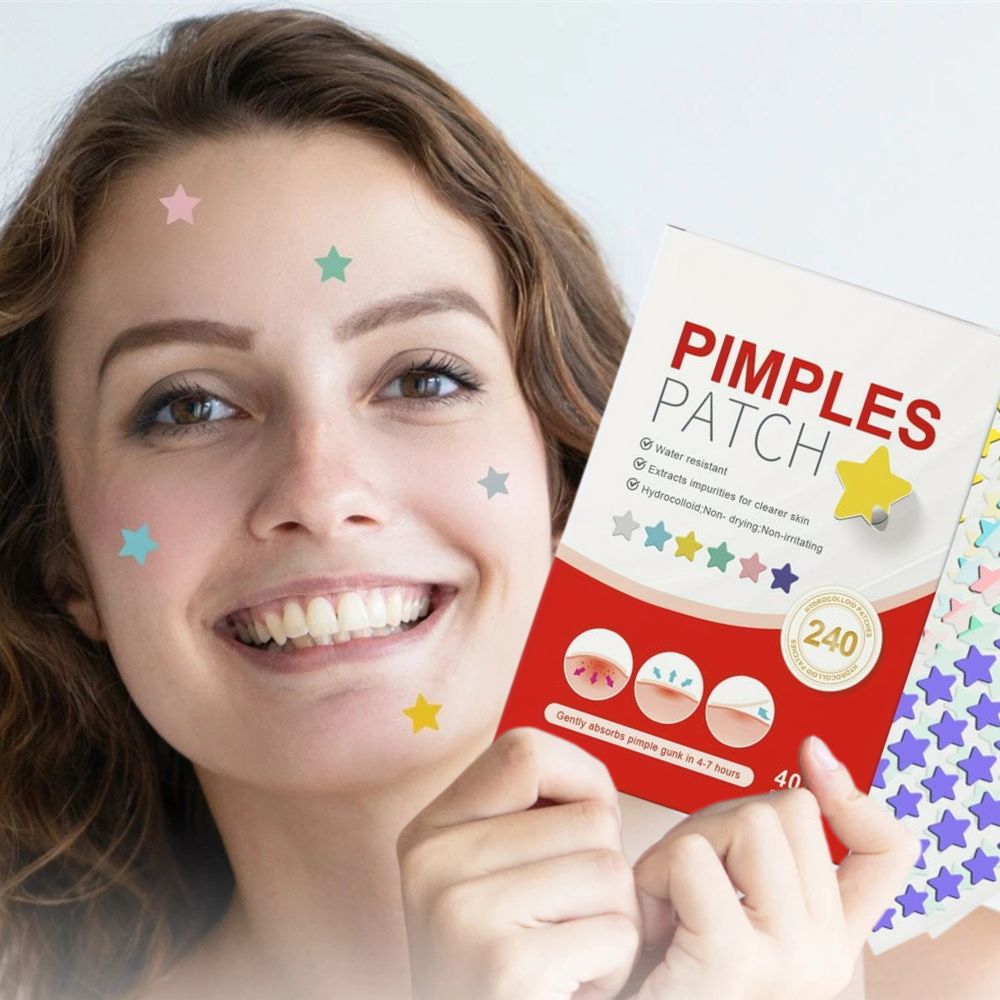 Colorful pimple patches by Belro, 240-piece set, designed for men's skin care, featuring cute and vibrant adhesive patches.