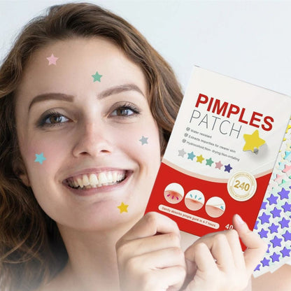 Colorful pimple patches by Belro, 240-piece set, designed for men's skin care, featuring cute and vibrant adhesive patches.