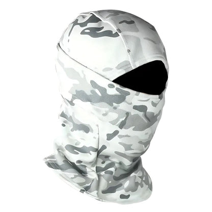 Belro fleece-lined camouflage balaclava full face mask, warm and snug for cold weather, covering entire head and neck.