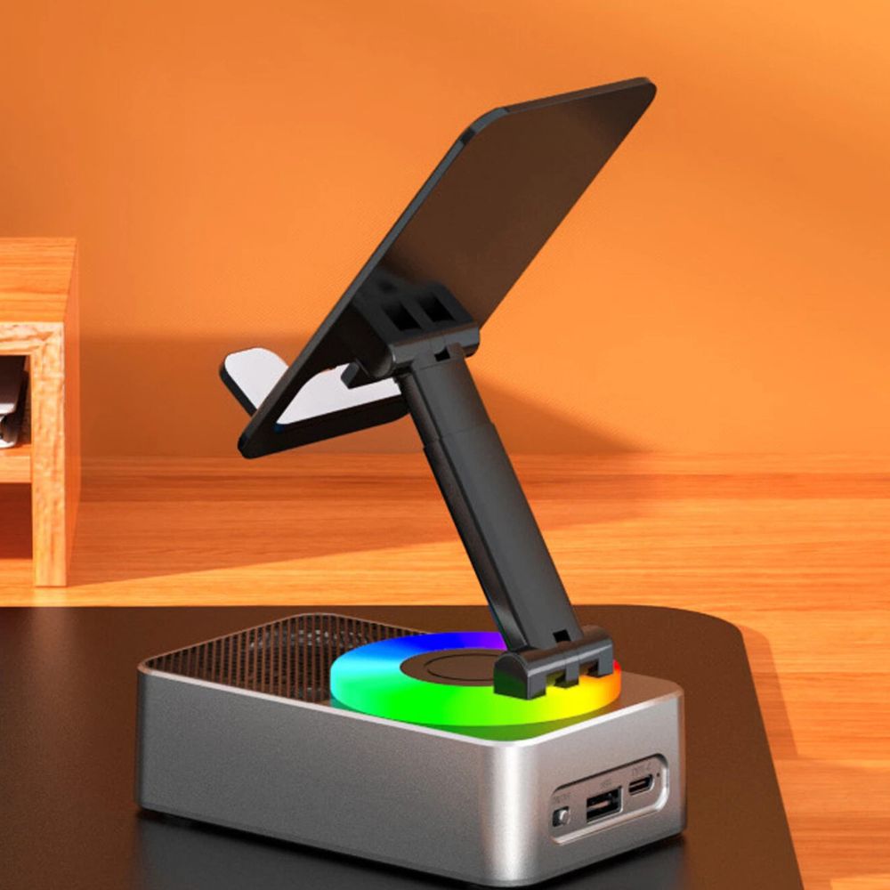 Belro 4-in-1 phone stand with Bluetooth speaker, adjustable mount, and portable design for hands-free use and music playback.