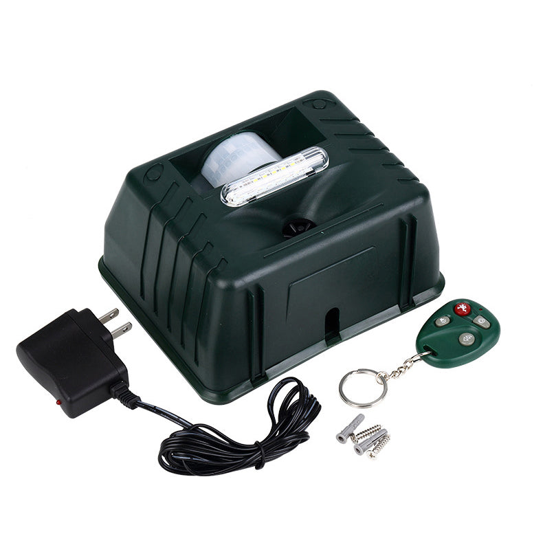 Belro ultrasonic bird repeller for woodpeckers, outdoor pest control device with weather-resistant design for garden protection.