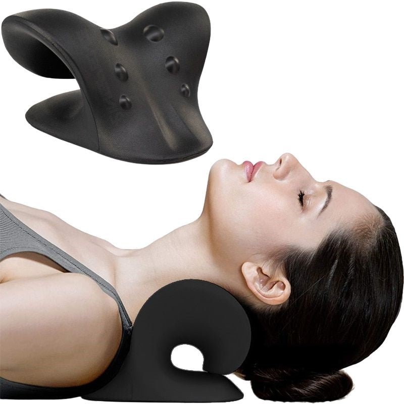 Belro cervical neck stretcher and traction device pillow for pain relief, designed for chiropractic support and neck relaxation.