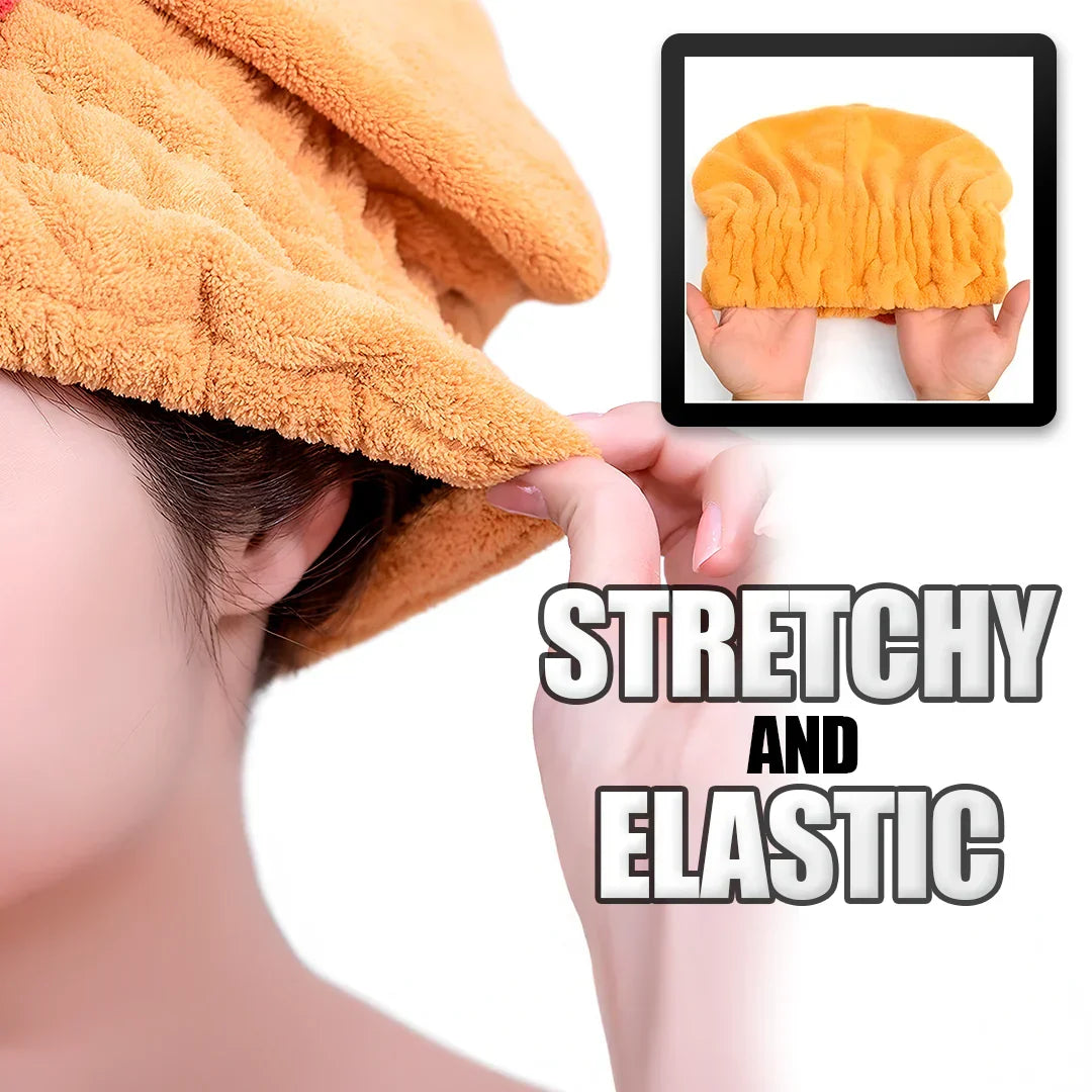 Belro super absorbent hair towel wrap draped over a person's head, designed for quick hair drying and gentle hair care.