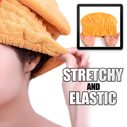 Belro super absorbent hair towel wrap draped over a person's head, designed for quick hair drying and gentle hair care.