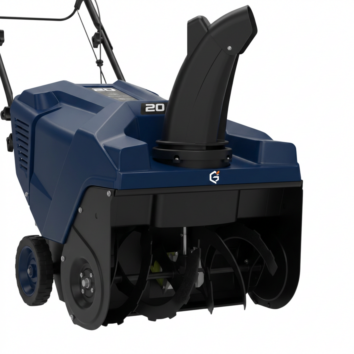 Red and black GETDECO SnowMaster 20 single-stage auger snow blower with large intake and durable auger for efficient snow clearing.