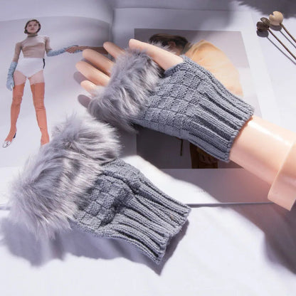 Belro faux fur fingerless winter gloves with hand warmer feature, soft and warm clothing accessory for cold weather.