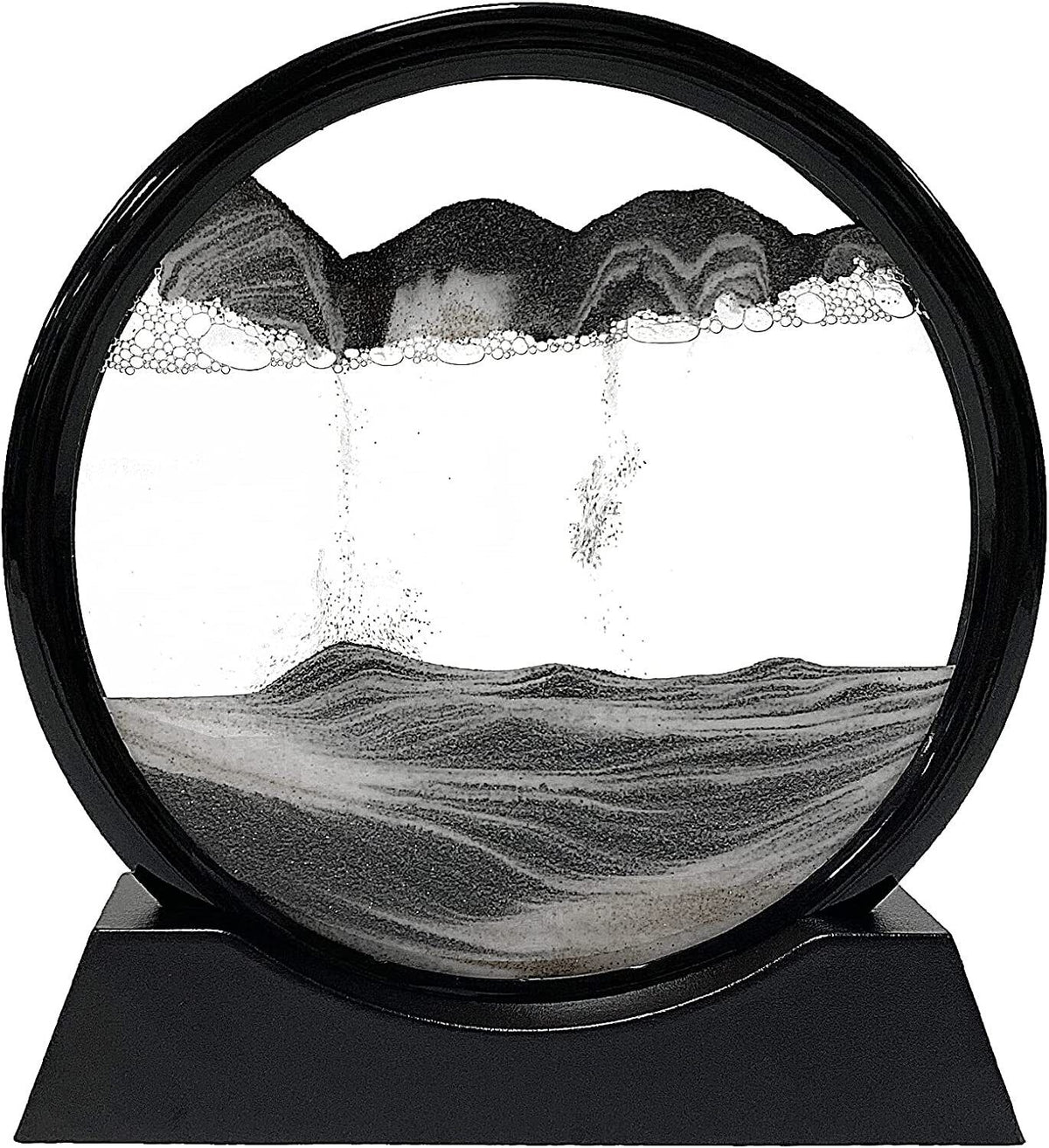 Belro Moving Sandscape decor with flowing sand and glass, creating dynamic patterns for home and garden decoration.
