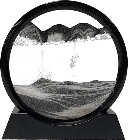 Belro Moving Sandscape decor with flowing sand and glass, creating dynamic patterns for home and garden decoration.