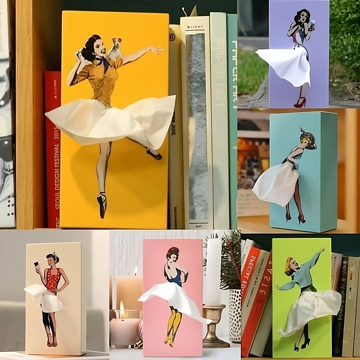 Belro Flying Skirt Tissue Box designed as a men's clothing accessory with a unique flying skirt motif, featuring colorful fabric details.