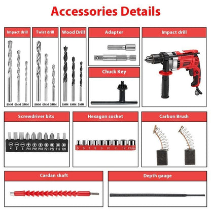 Casavibeo electric hand impact drill with rechargeable battery, high-power electric tool for drilling and fastening tasks.