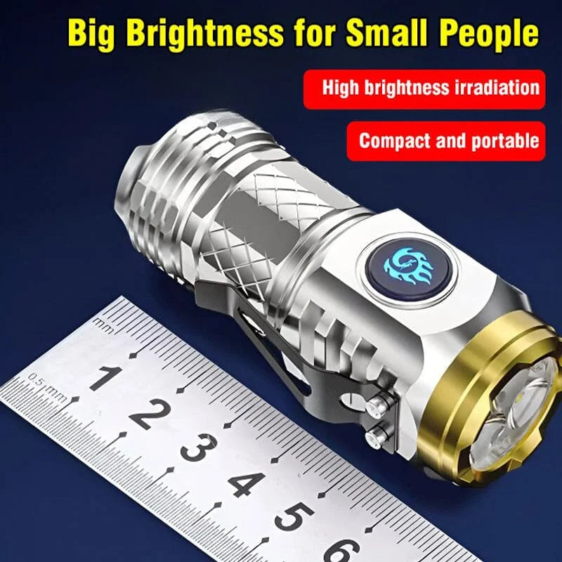 Belro Three-Eyed Monster Mini Flash Super Power Flashlight showing its compact design with three bright LED eyes for powerful illumination