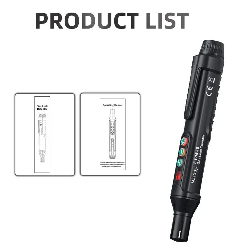 Belro gas leak detector tool used for detecting gas leaks, featuring a handheld device with a sensor and display screen.