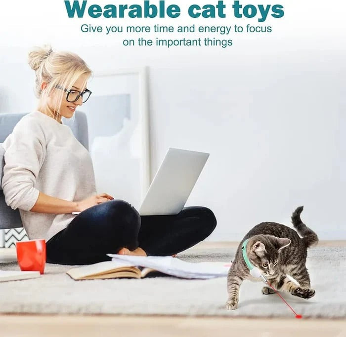 Mivoza Laser Play Cat Collar with automatic laser pointer and interactive features for active, supervised play.