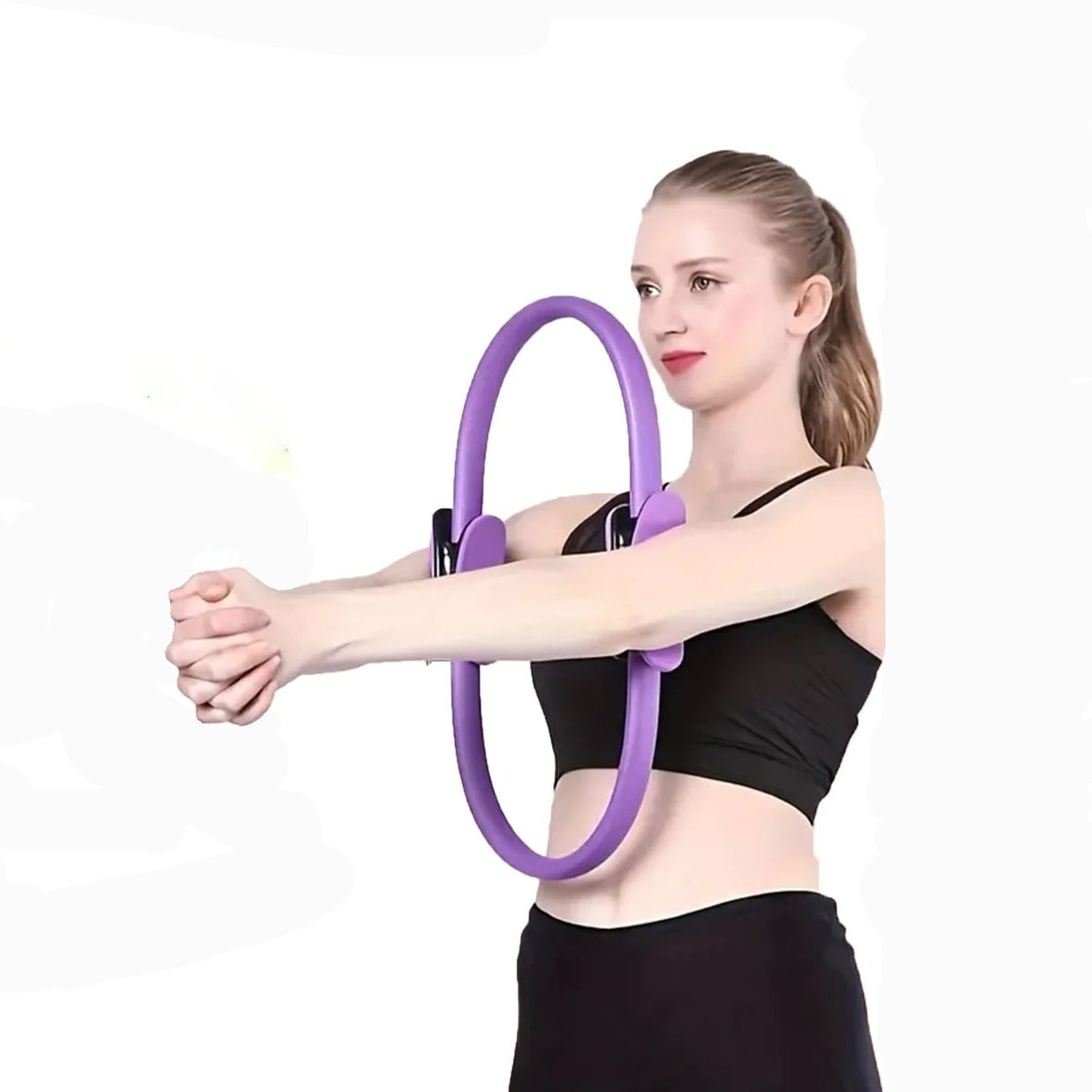 Belro men's Pilates ring used for fitness exercises, showing a close-up of the flexible, circular resistance band.