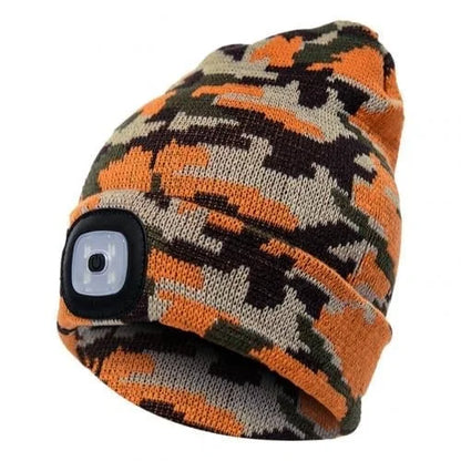 Belro LED Beanie Light showing a cozy beanie with built-in LED flashlight for hands-free lighting.