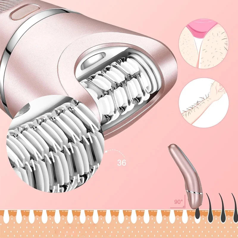 Belro 3-in-1 waterproof electric shaver for women with ergonomic handle, suitable for body, face, and bikini area.