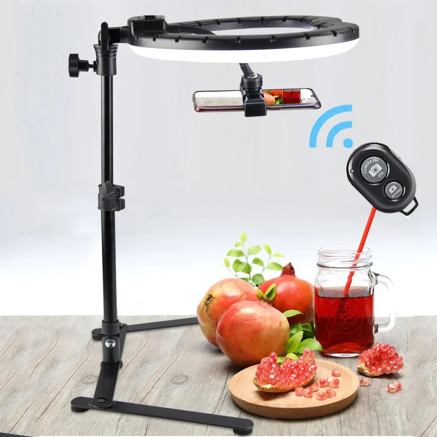 Belro ring light tripod stand with adjustable phone holder for photography and video lighting.