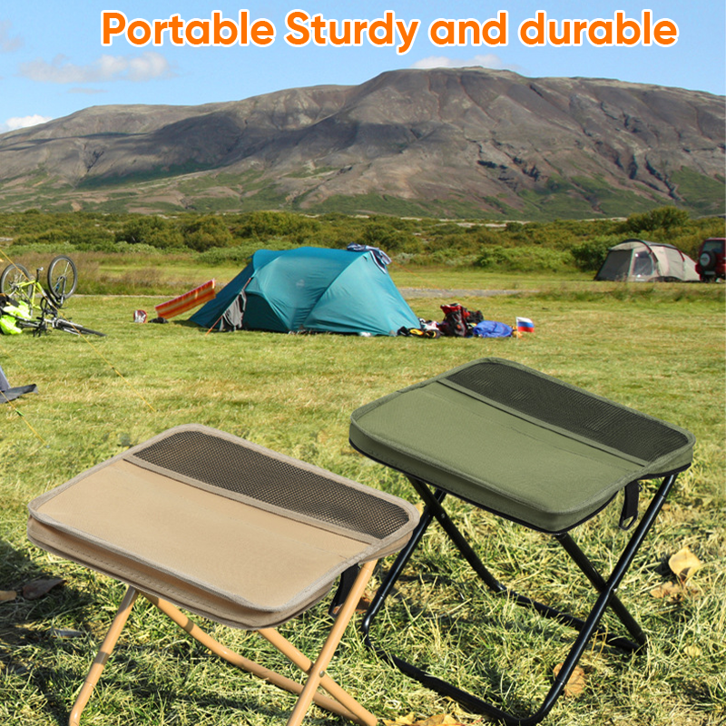 Lightweight foldable backpack stool by BowLift, showing compact design and sturdy seat suitable for hiking and camping adventures.