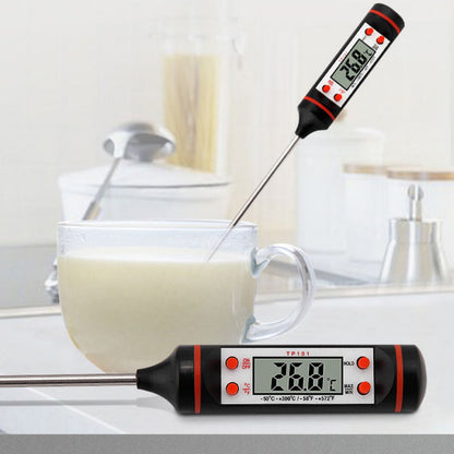 Belro digital cooking thermometer displayed on a robe, showing temperature readings, suitable for kitchen or cooking use.