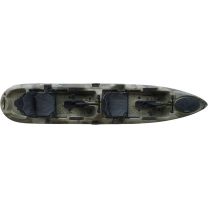 Casavibeo BKC PK14 14′ tandem sit-on-top kayak with pedal drive and seating for two, shown on calm water.